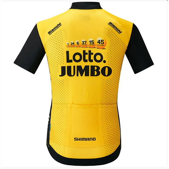 Lotto Nl Jumbo Kurzarmtrikot 2018 und Kurze Tragerhose Gelb Und shwarz